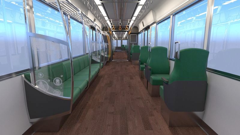 700形の車内イメージ、江ノ電グリーン（画像：江ノ島電鉄）