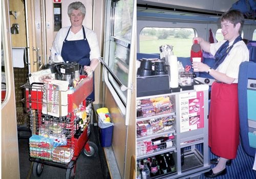 デンマーク（右）とノルウェー（左）の車内販売（1994年 筆者撮影）