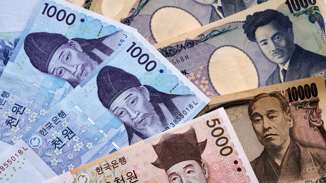 日本と韓国の紙幣
