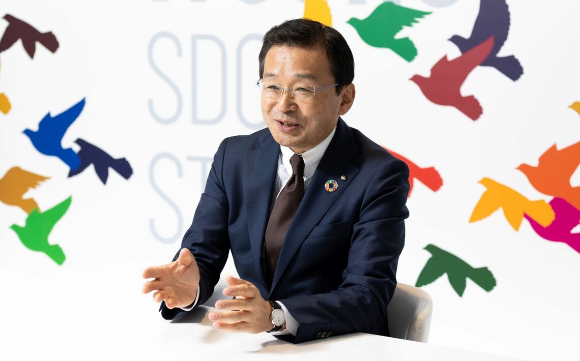 小林文彦（こばやし・ふみひこ）／1980年伊藤忠商事入社。2010年執行役員総務部長、2011年執行役員人事・総務部長、2013年常務執行役員、2015年CAO、取締役常務執行役員、2017年代表取締役専務執行役員、2018年CAO・CIOを経て、2021年より現職（撮影：今井康一）