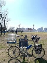 外に連れ出す際は、キクノスケくんに必ずハーネスとリードをつけている（写真提供：カマタさん）