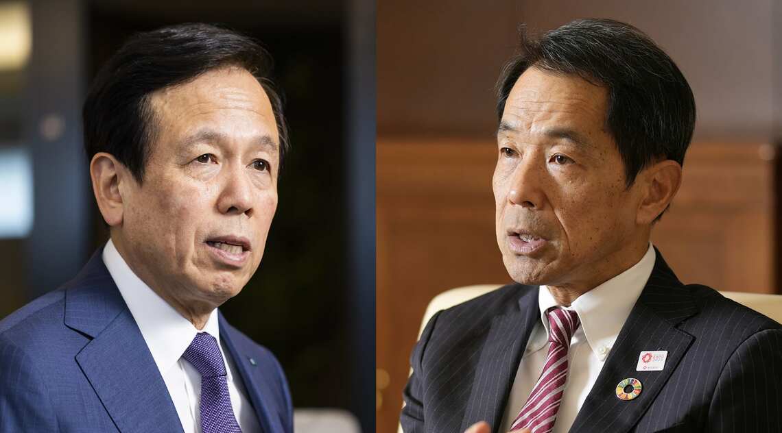 MS&ADの舩曵真一郎社長と日本生命の清水博前社長(現会長)