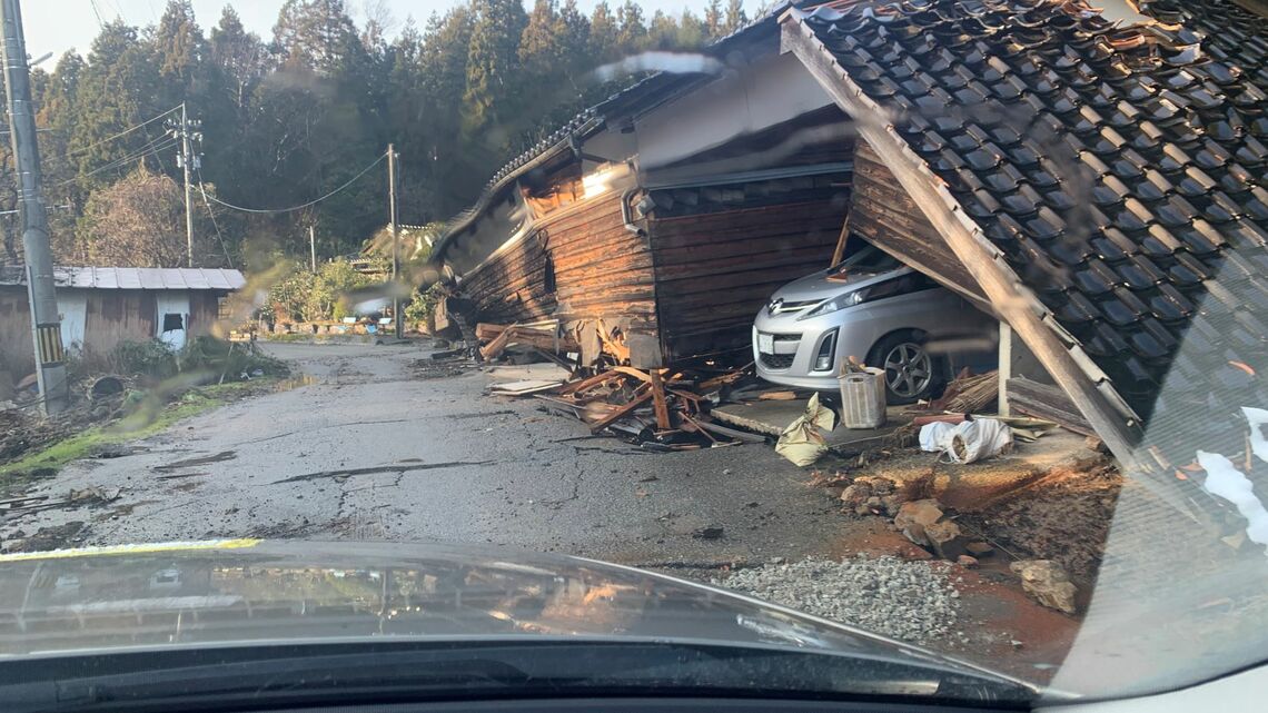 能登半島地震で全壊した石川県珠洲市の住宅（撮影：大谷哲範氏）