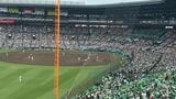 沖縄尚学の応援団で埋め尽くされた阪神甲子園球場・三塁側アルプススタンド（宮城良典さん撮影・提供）