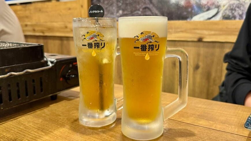 生ビールとノンアルコールドリンク