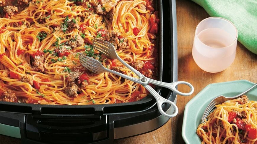 ホットプレートを使ったパスタ