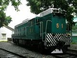 かつてKCR（現・MTR東鉄線）で使われていたディーゼル機関車。現在は香港鐡路博物館に保存されている（編集部撮影）