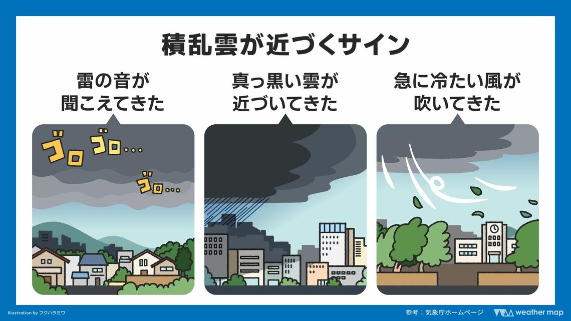 積乱雲が近づくサイン（出典：weathermap）
