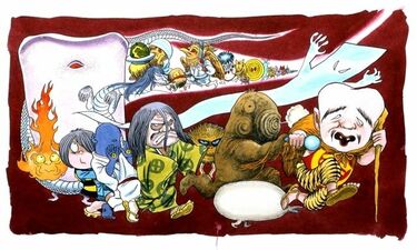 空海の伝記になぞられた絵画（怨霊調伏画 File:Shinpūren Rebellion.jpg - Wikipedia