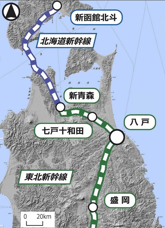 東北新幹線・八戸駅の位置図