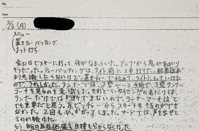 2012年2月6日にA君が書いた部日誌