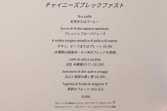 ブルガリホテル東京の朝食セットメニュー