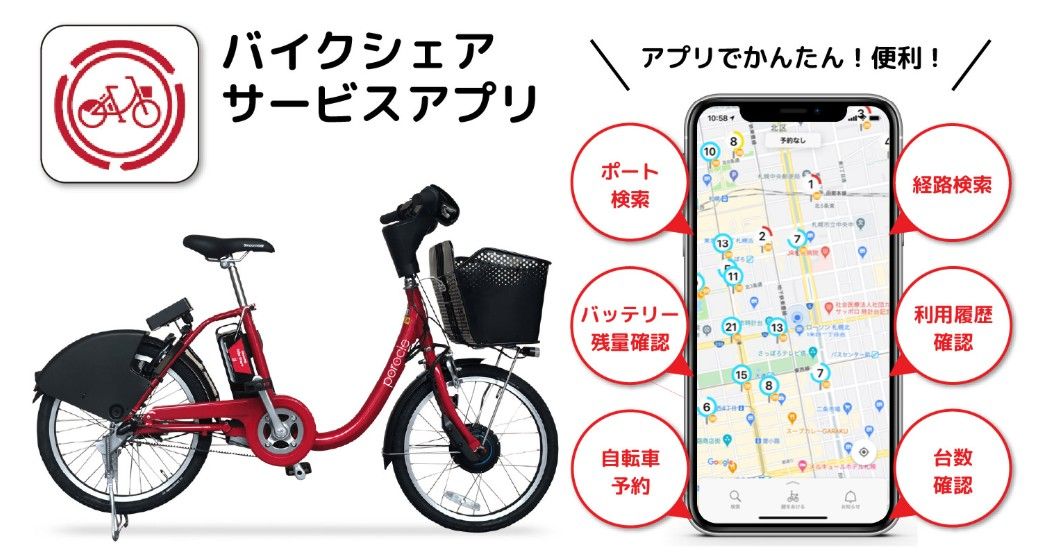 ポロクルの利用に使う専用アプリもドコモ・バイクシェアとシステムを共有（画像：ポロクルHP）