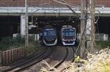 東急電鉄のたまプラーザ駅と田園都市線の電車（筆者撮影）