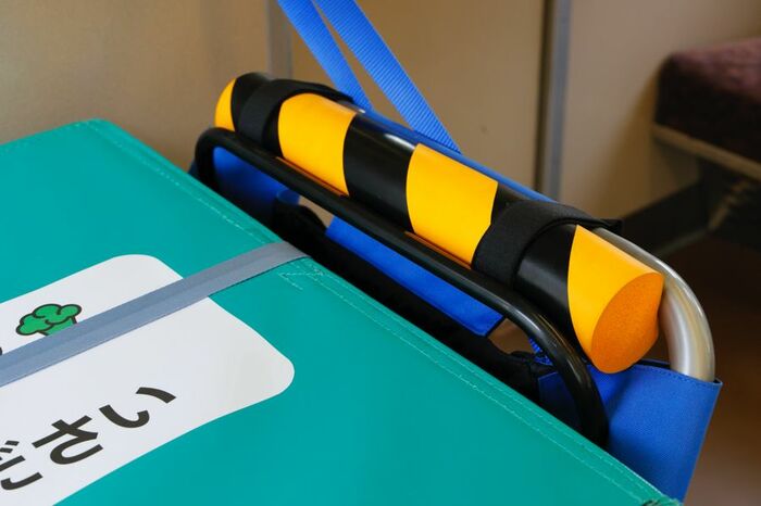 台車のブレーキ操作を行うハンドル部分にはクッション