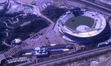 上空から見た総合運動公園＝1987年11月（神戸市提供）