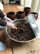 自家製豆板醤を仕込む様子（画像：熊本敏敏）
