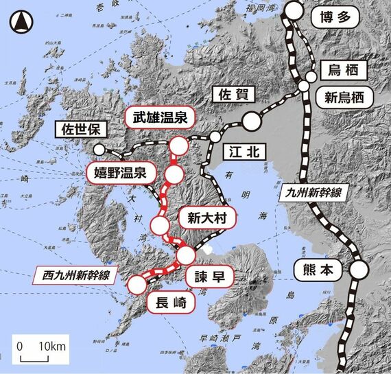 西九州新幹線の略図