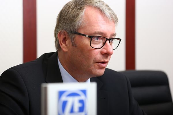 ZFのシュテファン・ゾンマーCEOは日系メーカーとの取引拡大に手応えを感じている（撮影：今井康一）