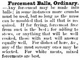 1894年の『Cassells New Universal Cookery Book』よりforcemeat ballの説明