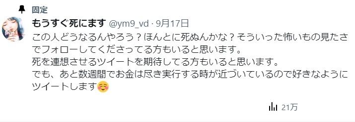 当時固定表示していたポスト（※削除済み）