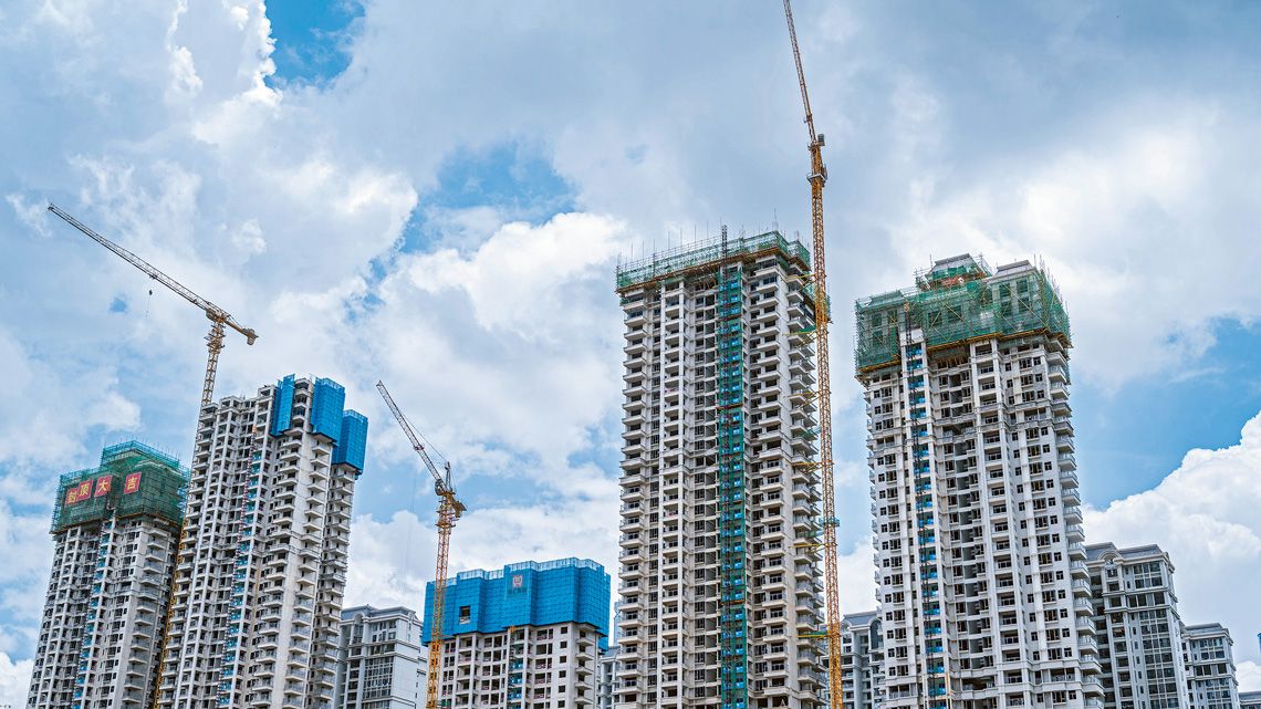 中国で建設中の高層マンション群