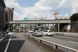 新小岩信号場の先で総武本線から離れた新金線は都道315号御徒町小岩線を架道橋でまたぐ（筆者撮影）
