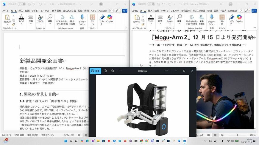 架空の製品の企画書や製品画像