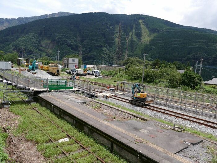 南阿蘇鉄道の立野駅のホーム。駅の建物は撤去された