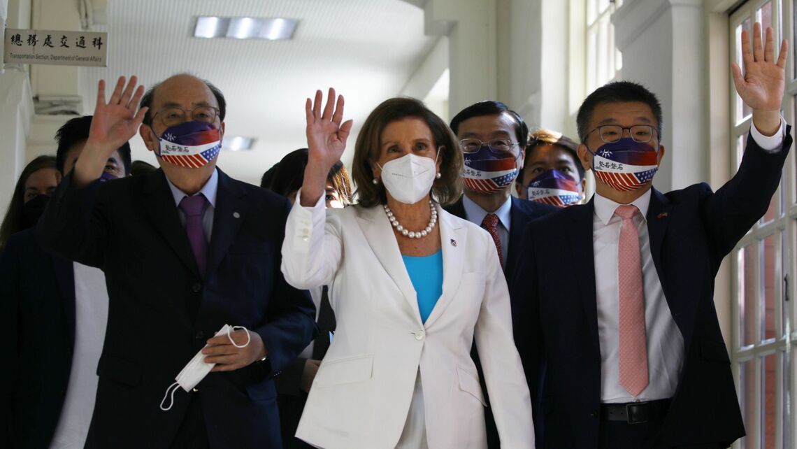 台湾を訪れているアメリカのナンシー・ペロシ下院議長(写真:I-Hwa Cheng/Bloomberg)