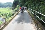 （旧線）石見佐野―石見今福間：「おろち泣き橋」とその前後の線路敷も道路として使われている（筆者撮影）