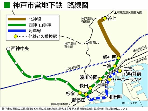 神戸市営地下鉄路線図