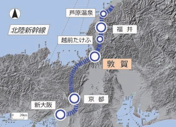 北陸新幹線の地図