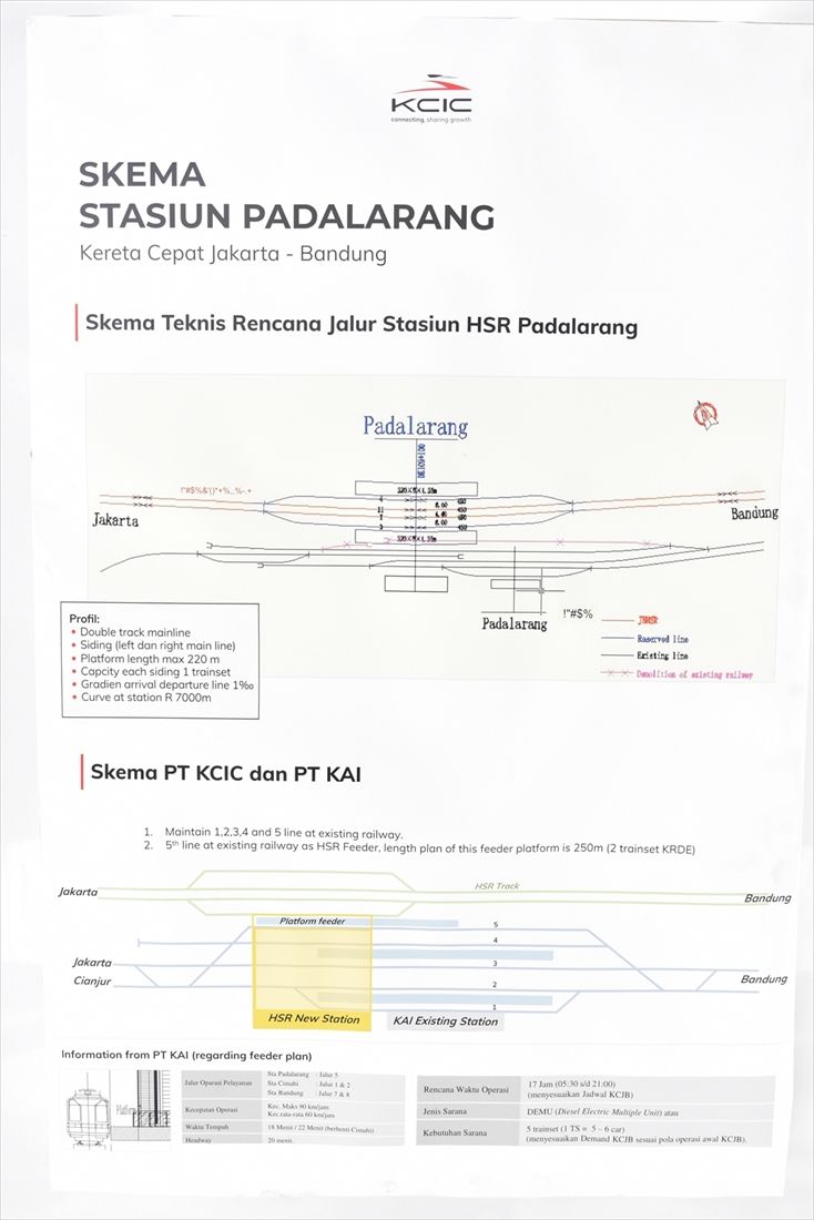 新たに設置されるパダララン駅の図面。片方向のみ在来線と同一ホームで乗り換えできるようになる（筆者所蔵）