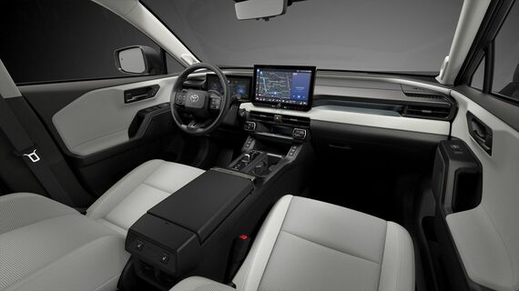 ライトグレーとの2トーンとなる「コア」のインテリア(写真:トヨタ自動車)