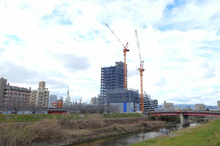 天野川越しに見た第3工区
