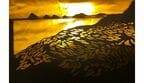 白米千枚田は金の色紙を合わせることで夕景に