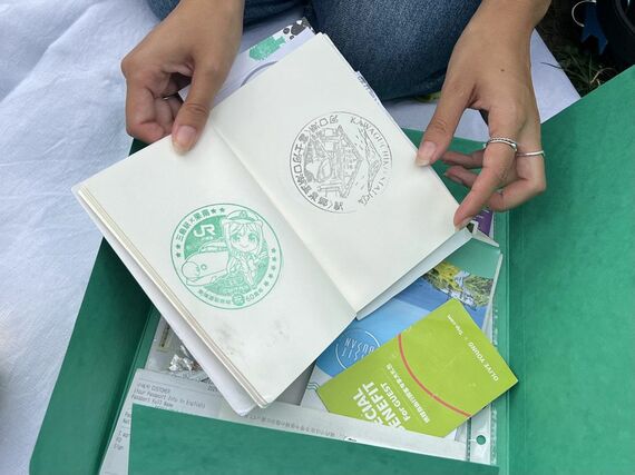 スタンプが押されているノート