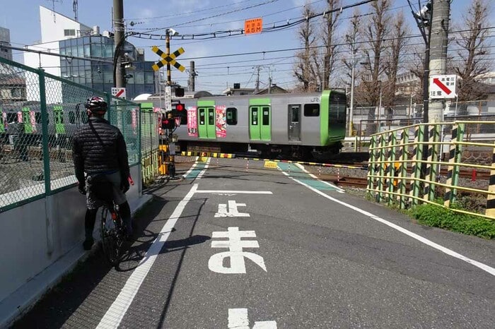 山手線唯一の踏切「第二中里踏切」