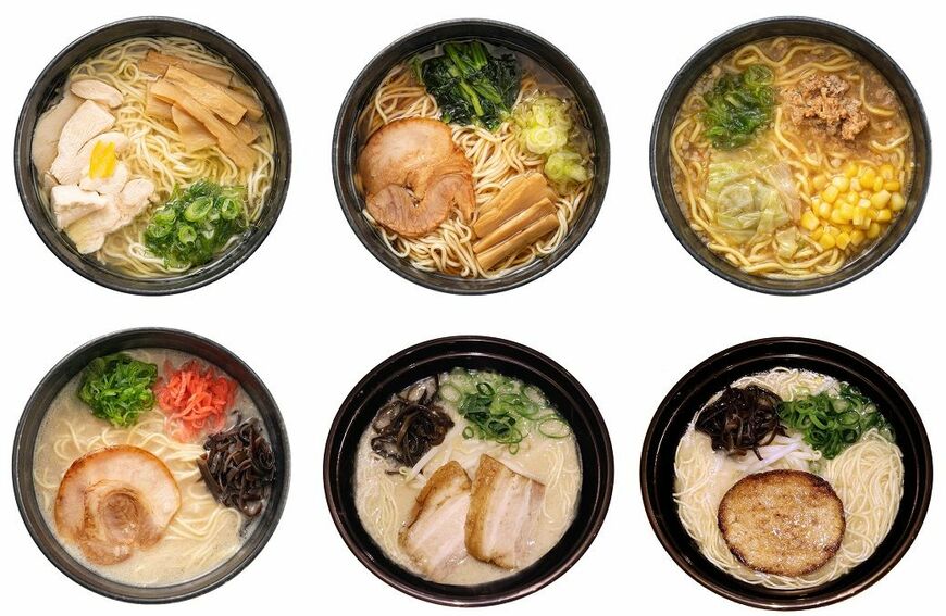 日本では4種類のラーメン（790円）から提供が始まっている。一風堂が販売を予定しているのは下段中央の「とんこつラーメン」と下段右端の「IPPUDOプラントベース（とんこつ風）」で価格は未定（写真：Yo-kai Express）