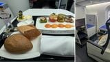 ANA成田ーメキシコ便のビジネスクラスの機内食（一部）とシート