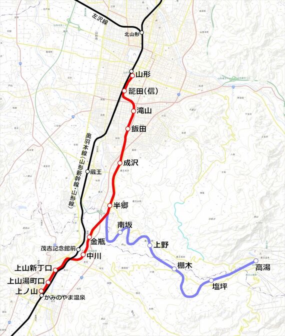 蔵王高速電鉄 計画ルート図