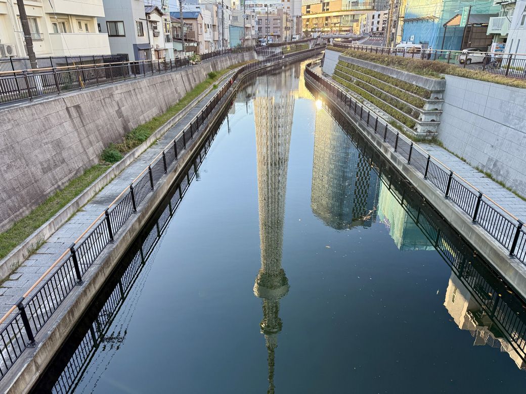 水面に映る逆さスカイツリー