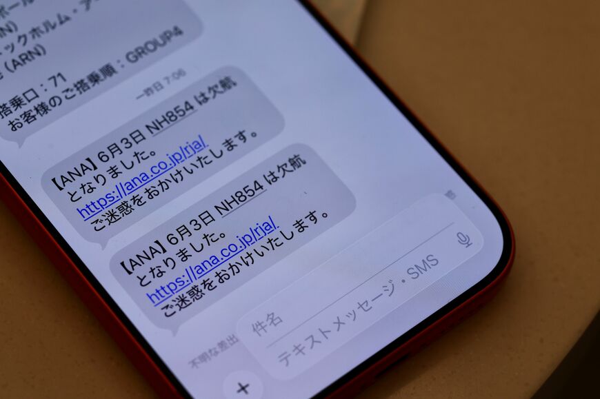 欠航を知らせるメッセージ