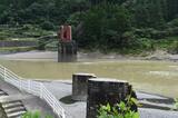 現在の球磨川第1橋梁。崩落した部分は撤去された（記者撮影）