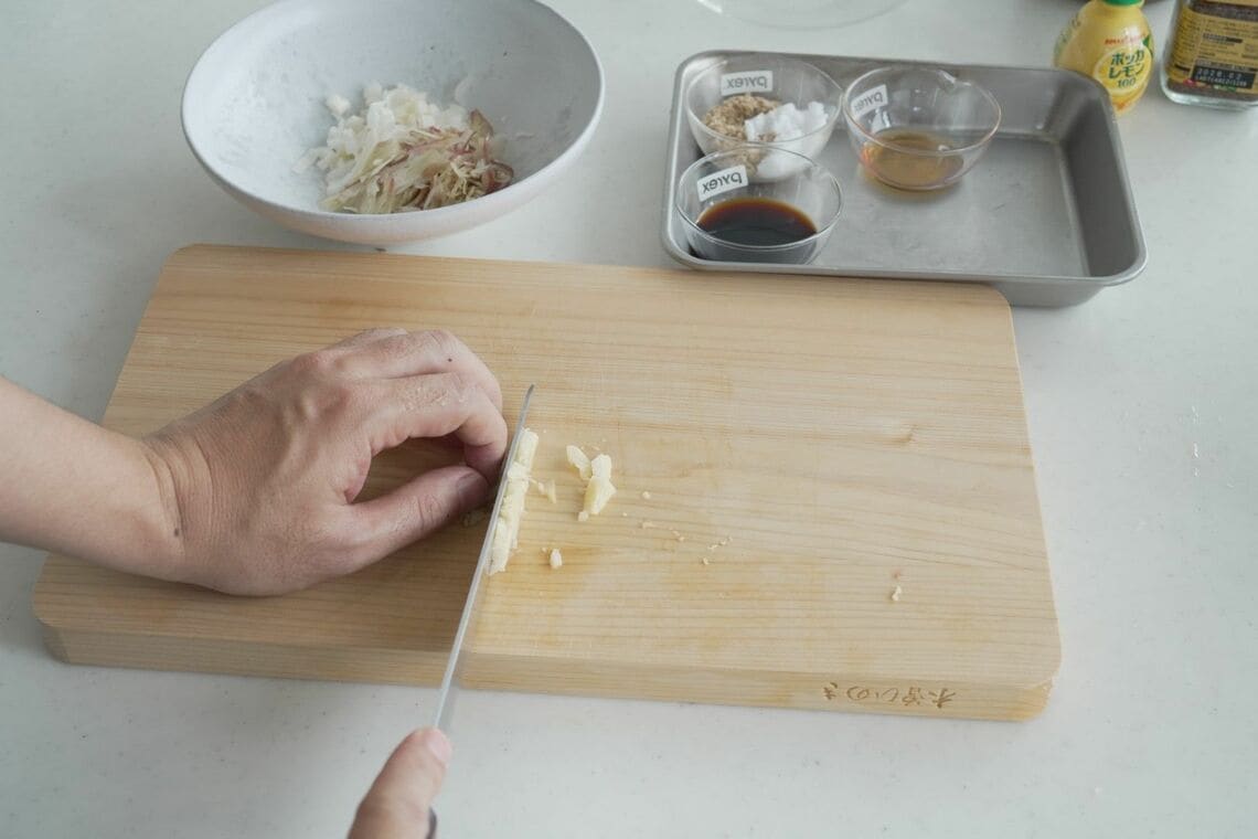 長ネギ、みょうが、しょうがの粗みじん