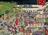 『東台大戦争図』（部分）。慶応4年（1868）に現在の上野公園で繰り広げられた上野戦争の様子。大名や高級役人、富裕層などはいち早く江戸から避難した（画像：国立国会図書館）