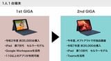 GIGAスクール構想第1期と第2期の、枚方市の導入デバイスの比較（図版：枚方市教育委員会提供）
