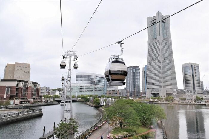 ゴンドラからはみなとみらいが一望できる