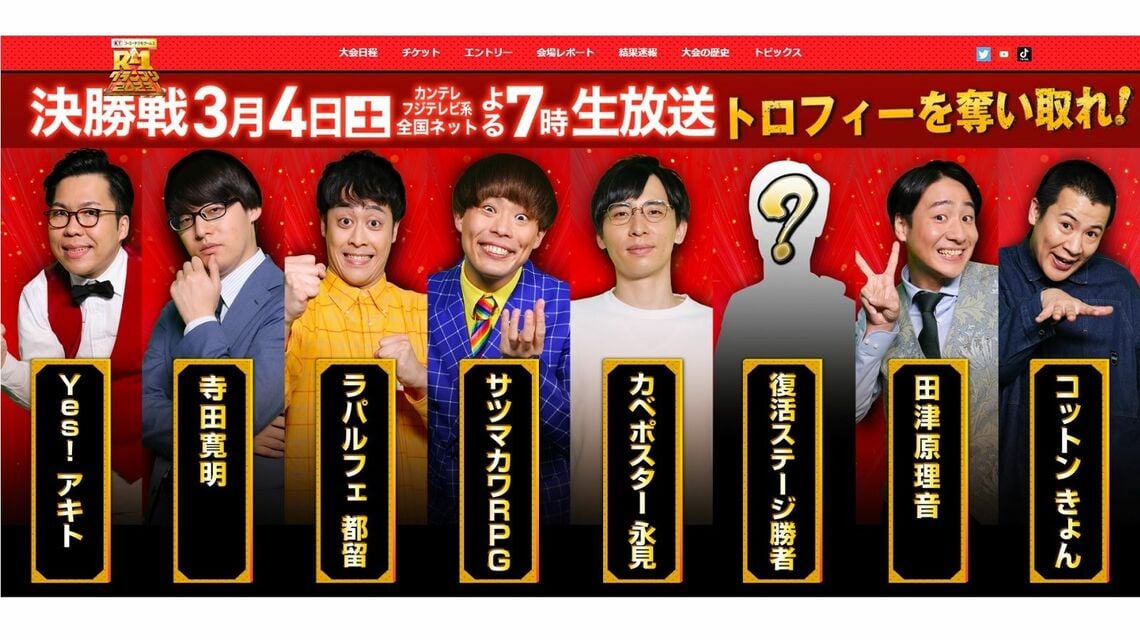 R-1グランプリ2023決勝進出者(画像:R-1グランプリ2023公式サイトより)